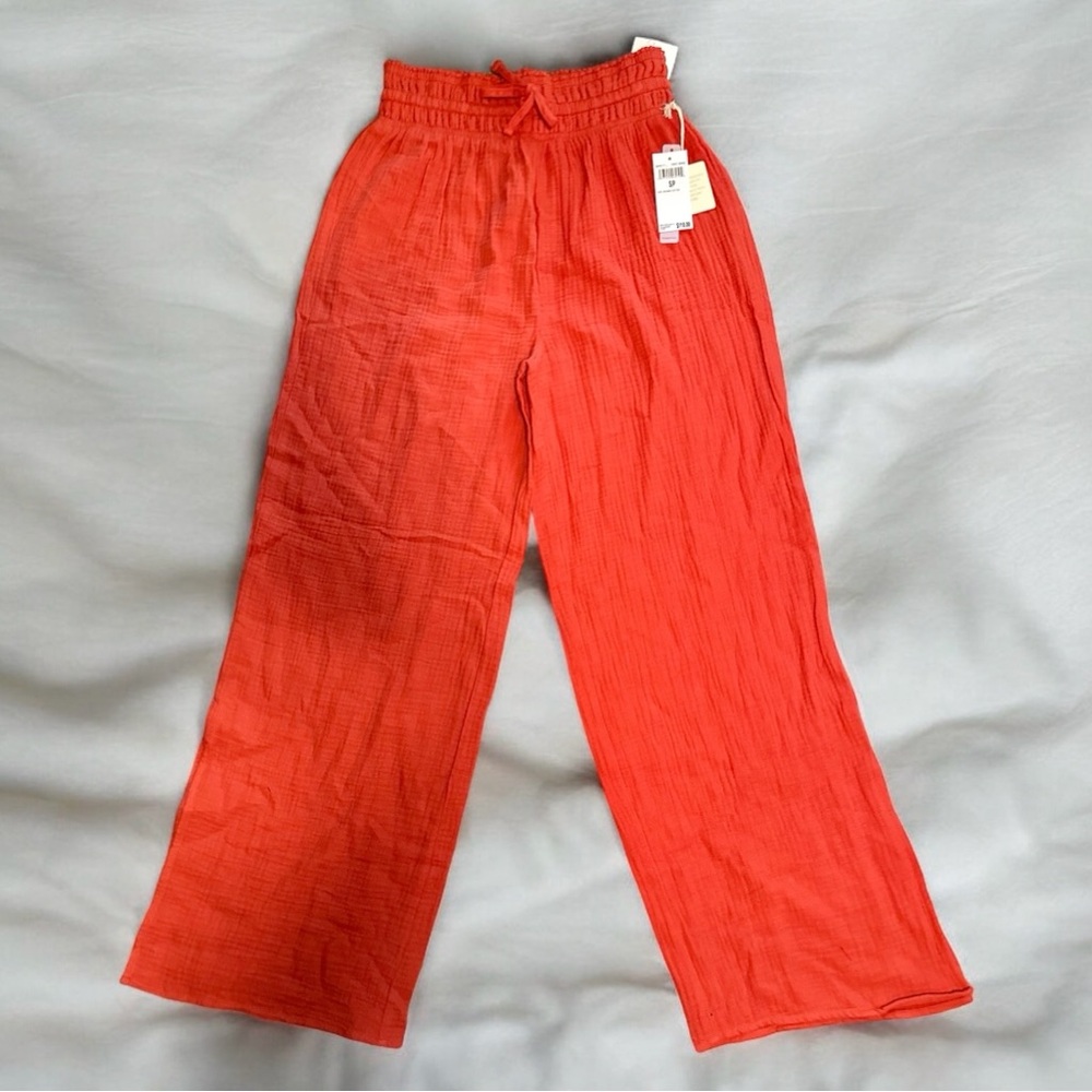 Wide Leg Drawstring Organic Cotton Gauze Pants by magaschoni